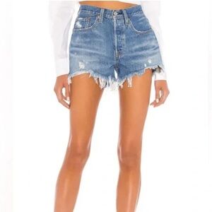Levi's Distressed Ribcage Denim Shorts- Size 29